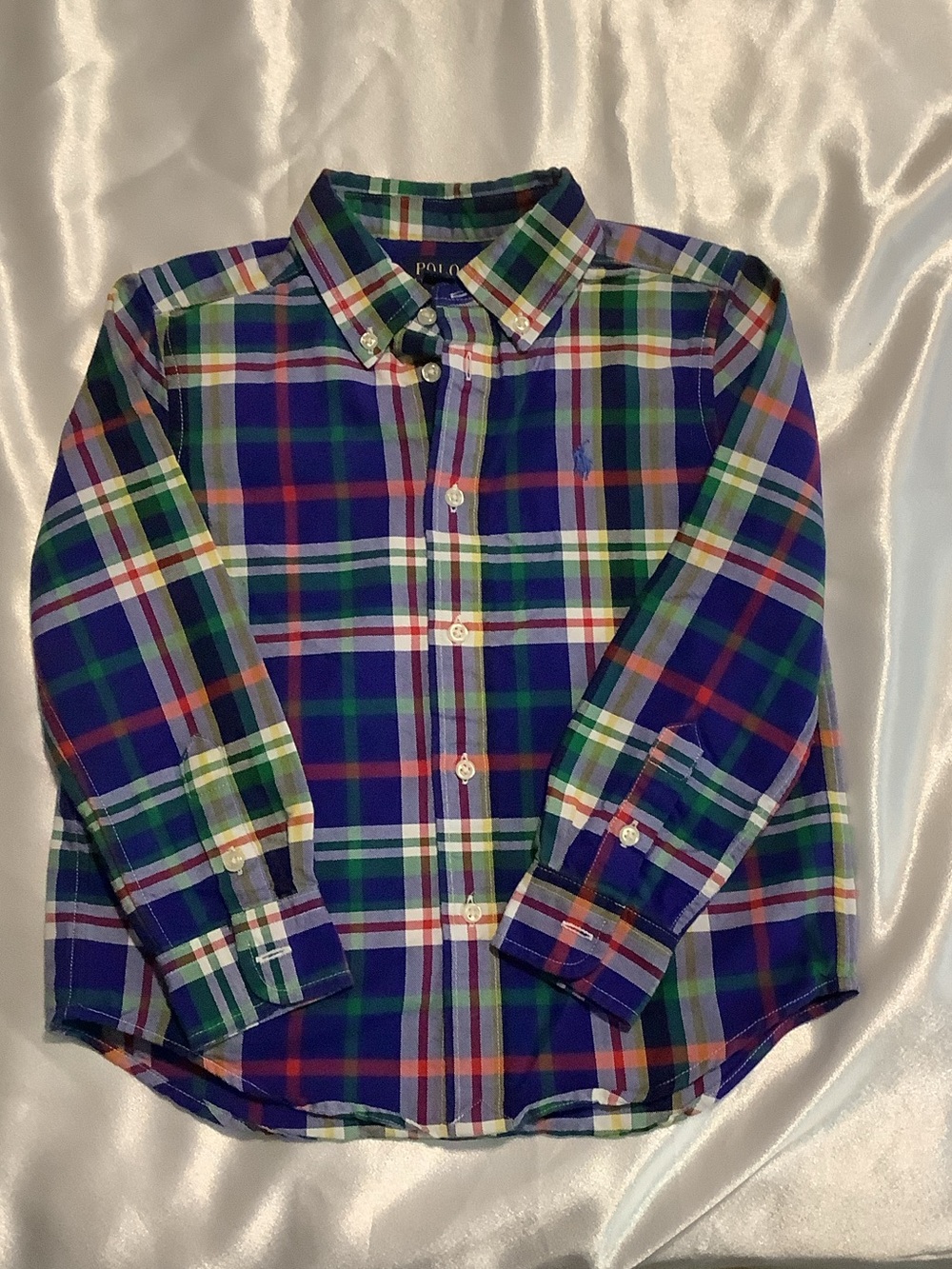 Polo by Ralph Lauren Navy, Green & White Plaid Button-Down Shirt